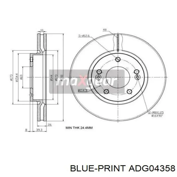 ADG04358 Blue Print freno de disco delantero