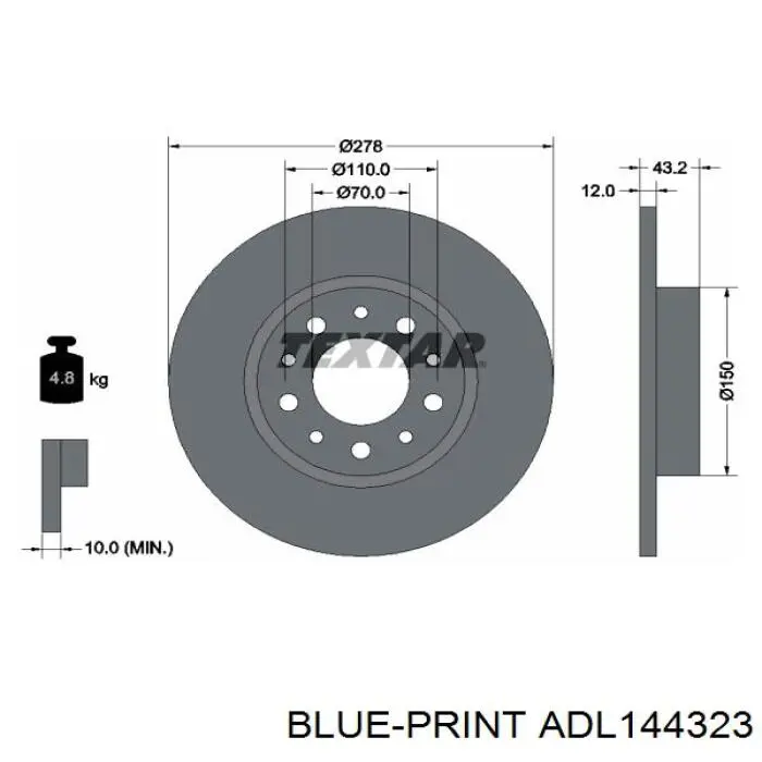  Disco de freno trasero para Jeep RENEGADE BU, B1