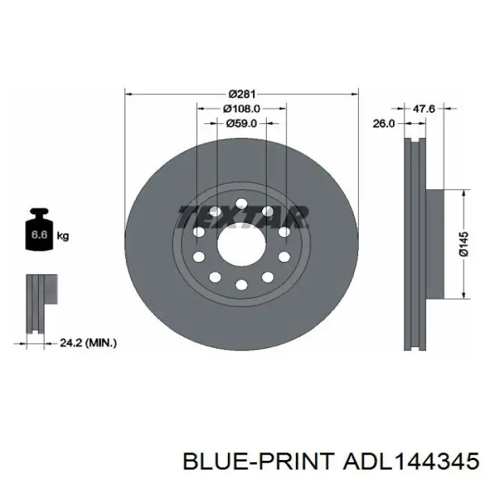  Freno de disco delantero para Alfa Romeo 166 936