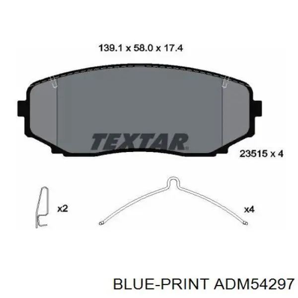 ADM54297 Blue Print pastillas de freno delanteras