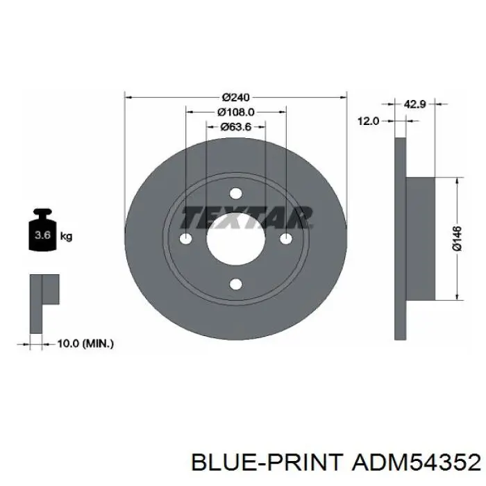 1E0333251 Ford freno de disco delantero