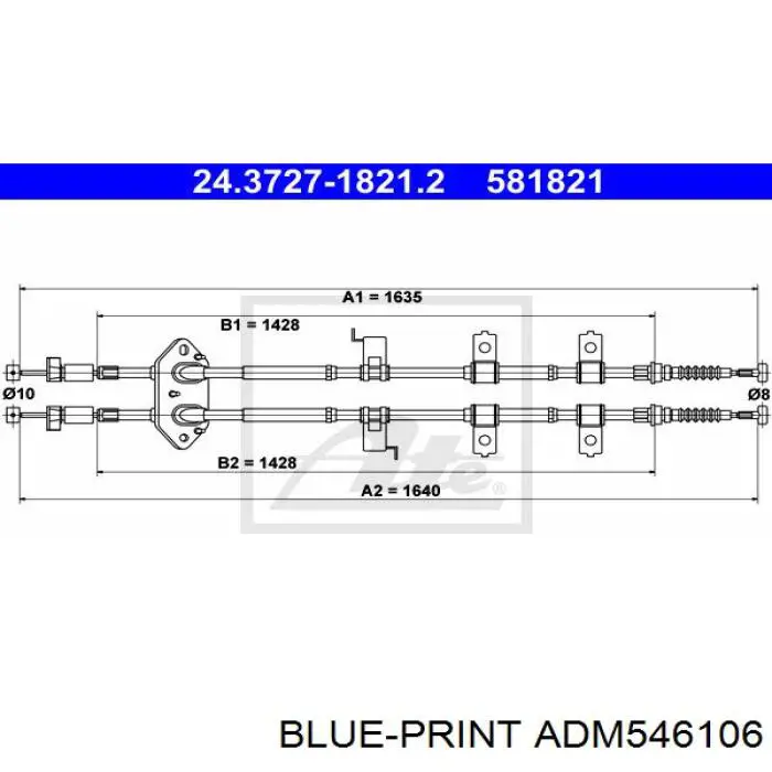 ADM546106 Blue Print cable de freno de mano trasero derecho/izquierdo