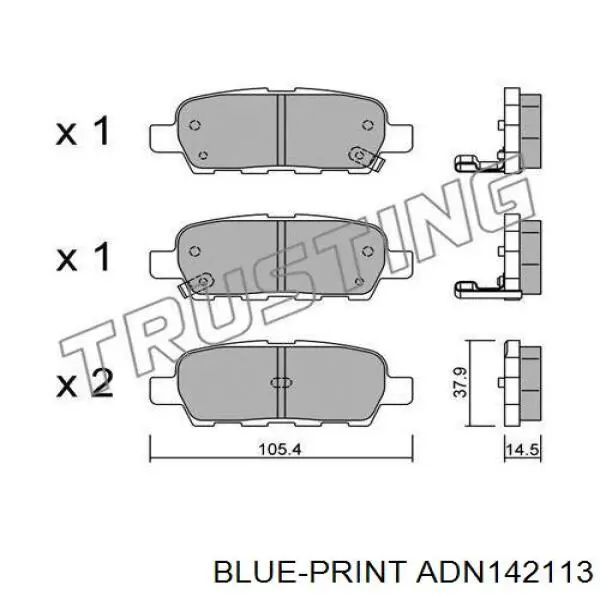 ADN142113 Blue Print pastillas de freno traseras