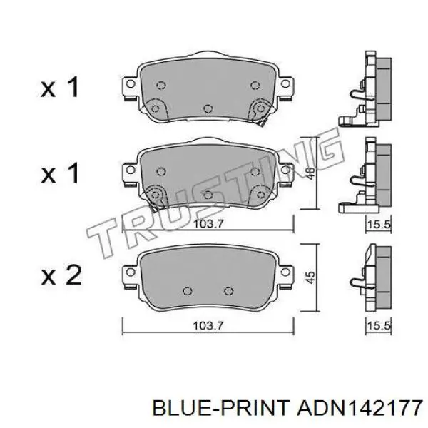 ADN142177 Blue Print pastillas de freno traseras