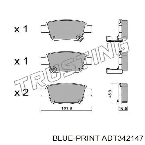 ADT342147 Blue Print pastillas de freno traseras