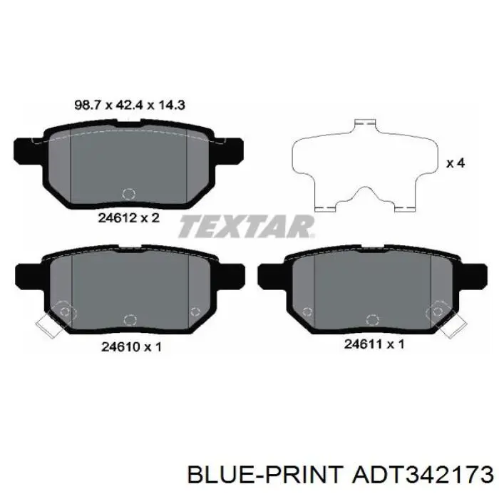 ADT342173 Blue Print pastillas de freno traseras