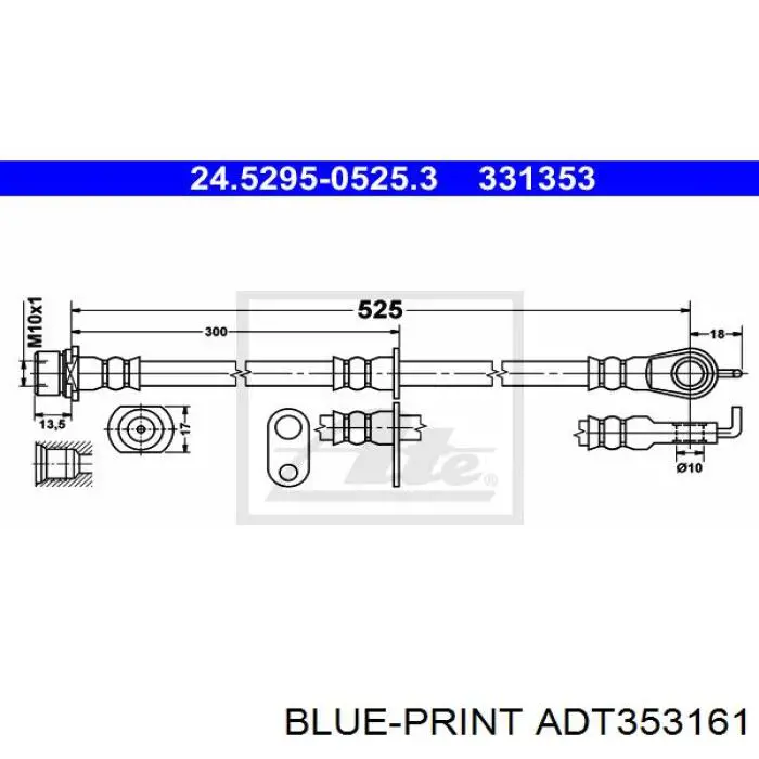  Latiguillo de freno delantero para Toyota Yaris P10