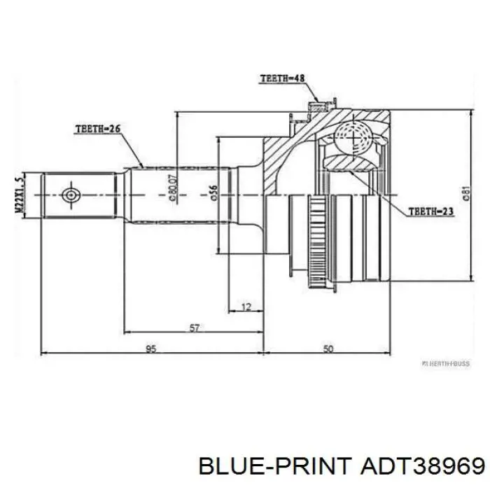 ADT38969 Blue Print fuelle, árbol de transmisión delantero exterior