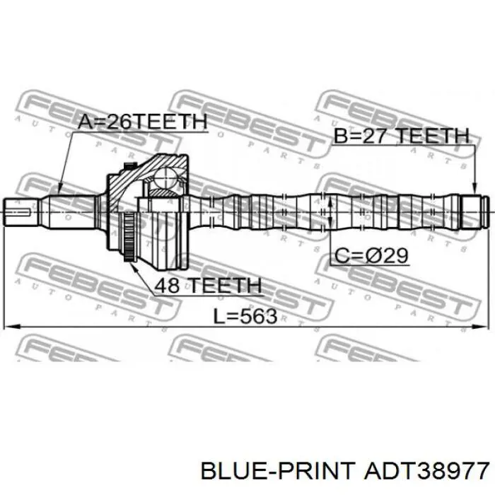 ADT38977 Blue Print junta homocinética exterior delantera