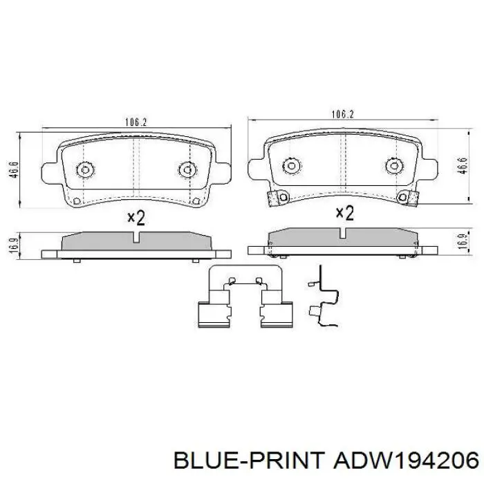 ADW194206 Blue Print pastillas de freno traseras