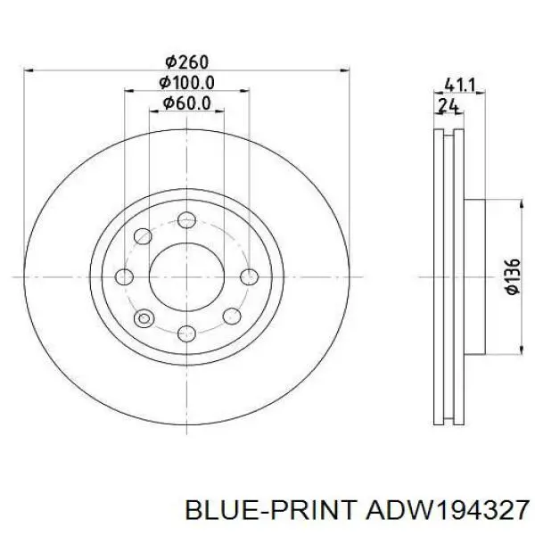 ADW194327 Blue Print freno de disco delantero