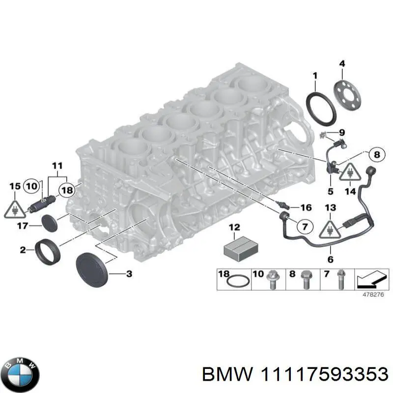 11117593353 BMW anillo retén, cigüeñal frontal