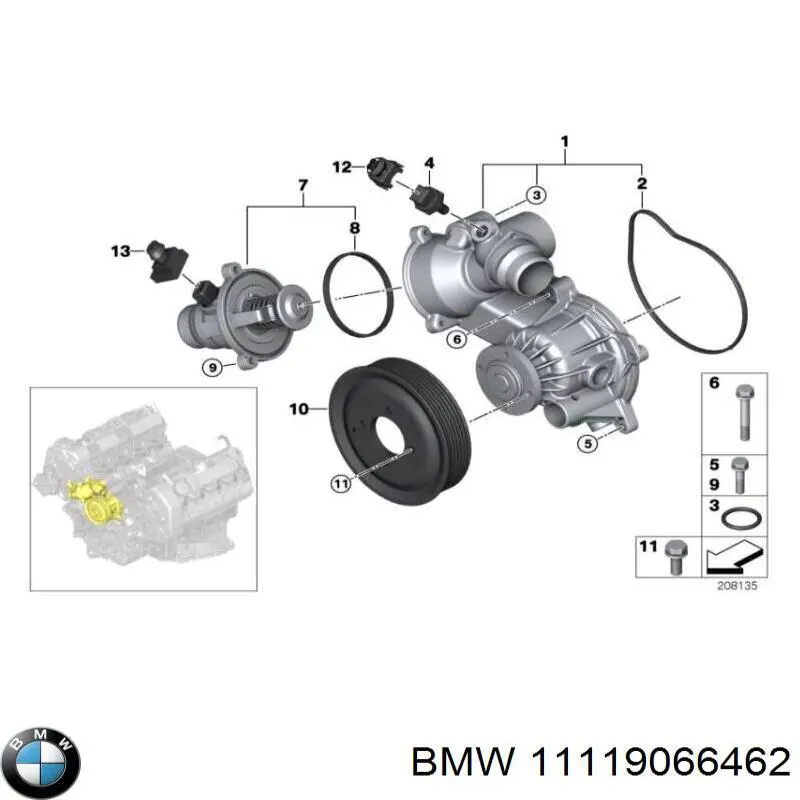 11112244327 BMW juego completo de juntas, motor, inferior