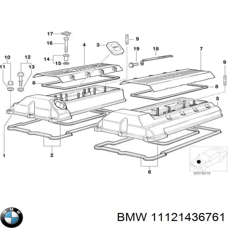 11121436761 BMW junta, tapa de culata de cilindro izquierda