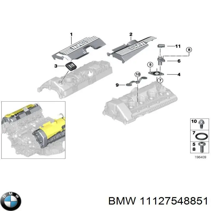 11127548851 BMW cubierta de motor decorativa