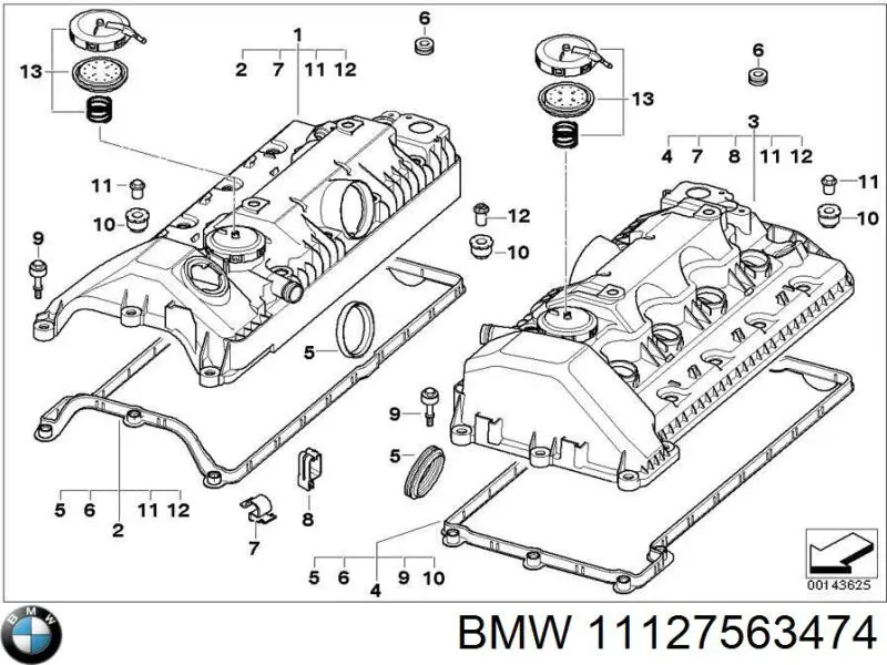  Tapa De Valvula Derecha para BMW 5 E61