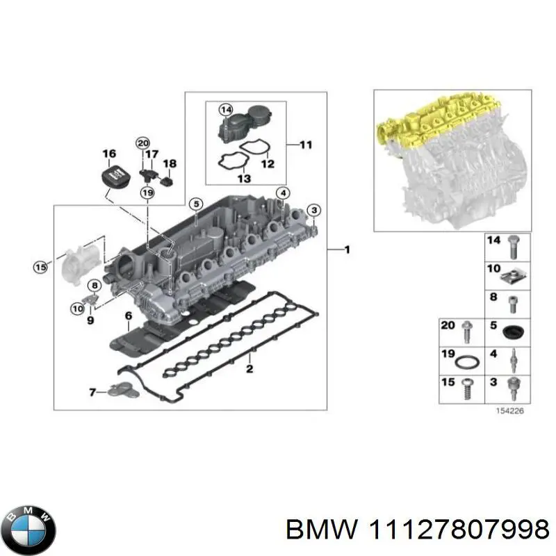 11127807998 BMW tapa de culata