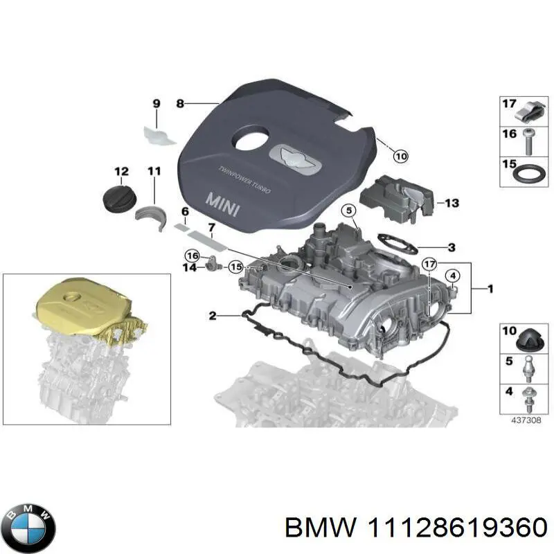 11128619360 BMW tapa de tubo de llenado de aceite