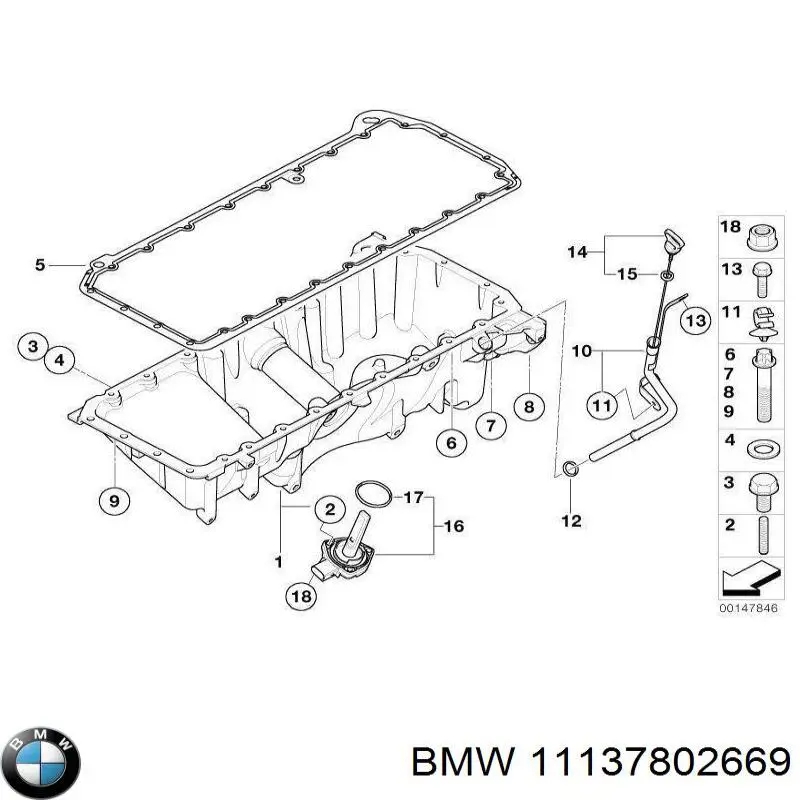 11137802669 BMW junta, cárter de aceite