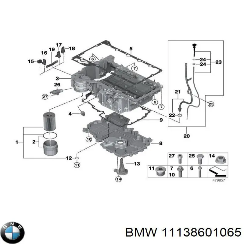 11138601065 BMW junta, cárter de aceite