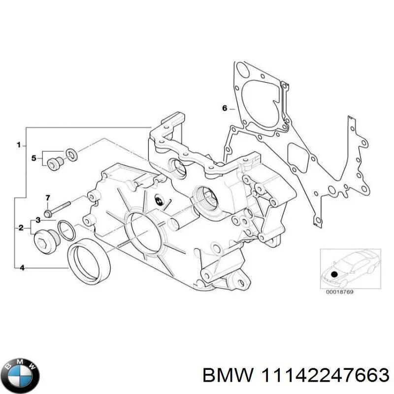 11142247663 BMW anillo retén, cigüeñal frontal