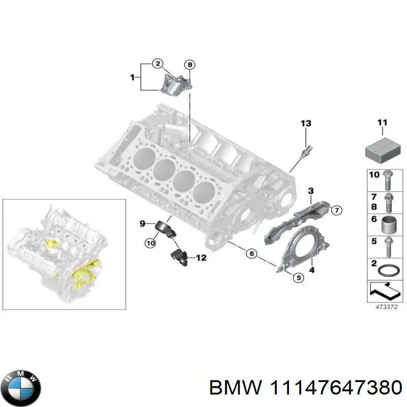 11147647380 BMW anillo retén, cigüeñal frontal