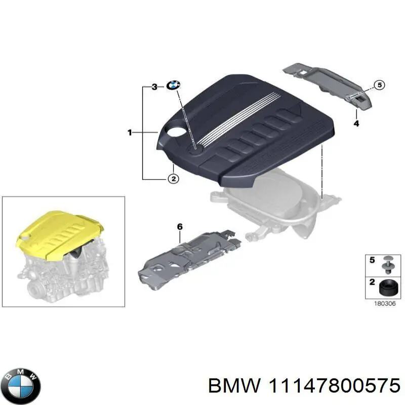 11147800575 BMW cubierta de motor decorativa