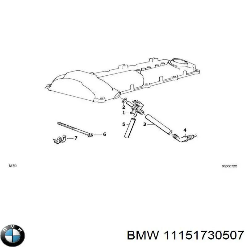 11151730507 BMW tubo de ventilacion del carter (separador de aceite)