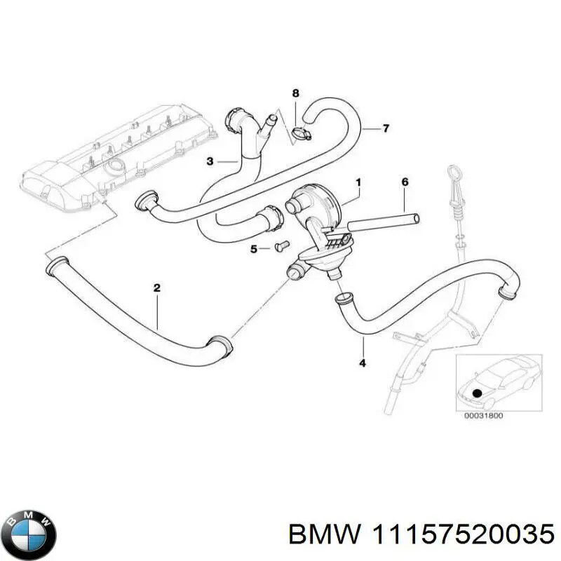 11157520035 BMW tubo de ventilacion del carter (separador de aceite)