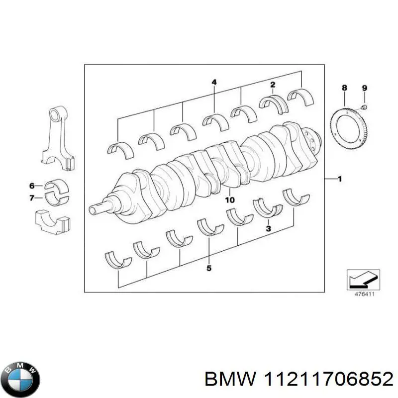  Juego de cojinetes de cigüeñal, cota de reparación +0,25 mm para BMW 3 E36