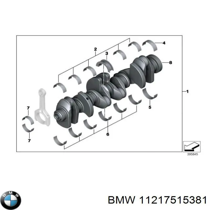 11217515381 BMW juego de cojinetes de cigüeñal, cota de reparación +0,25 mm