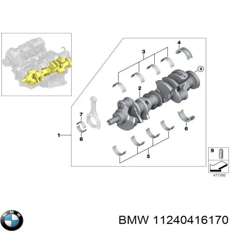 11240150237 BMW juego de cojinetes de biela, estándar (std)