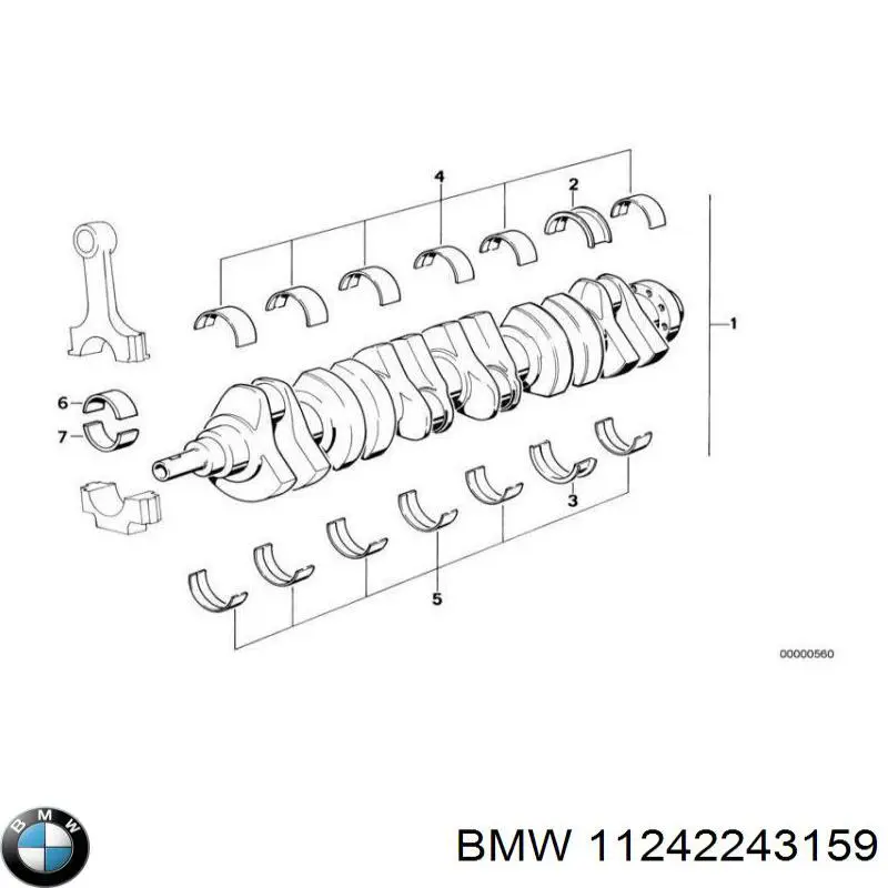 11247792529 BMW juego de cojinetes de biela, estándar (std)