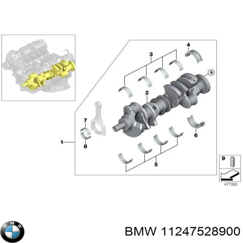 11247528900 BMW juego de cojinetes de biela, estándar (std)