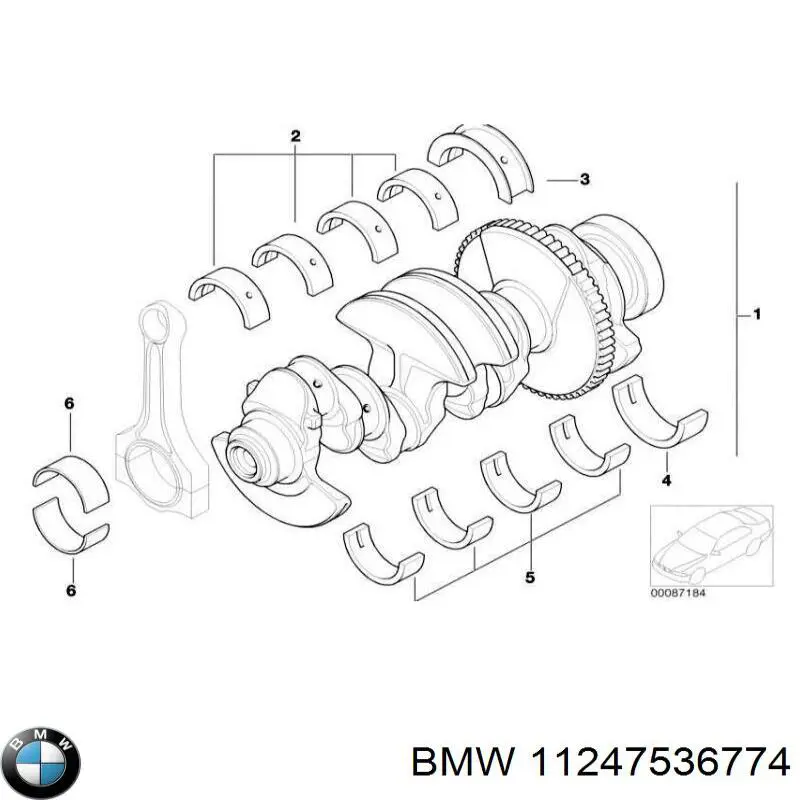 11247536774 BMW juego de cojinetes de biela, estándar (std)