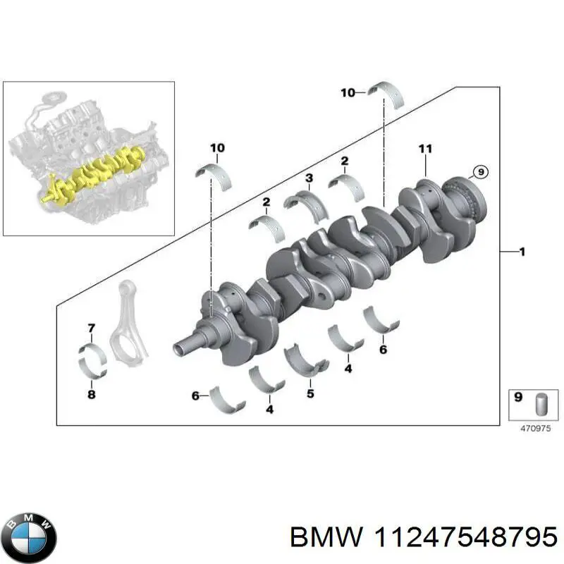 11247548795 BMW juego de cojinetes de biela, estándar (std)