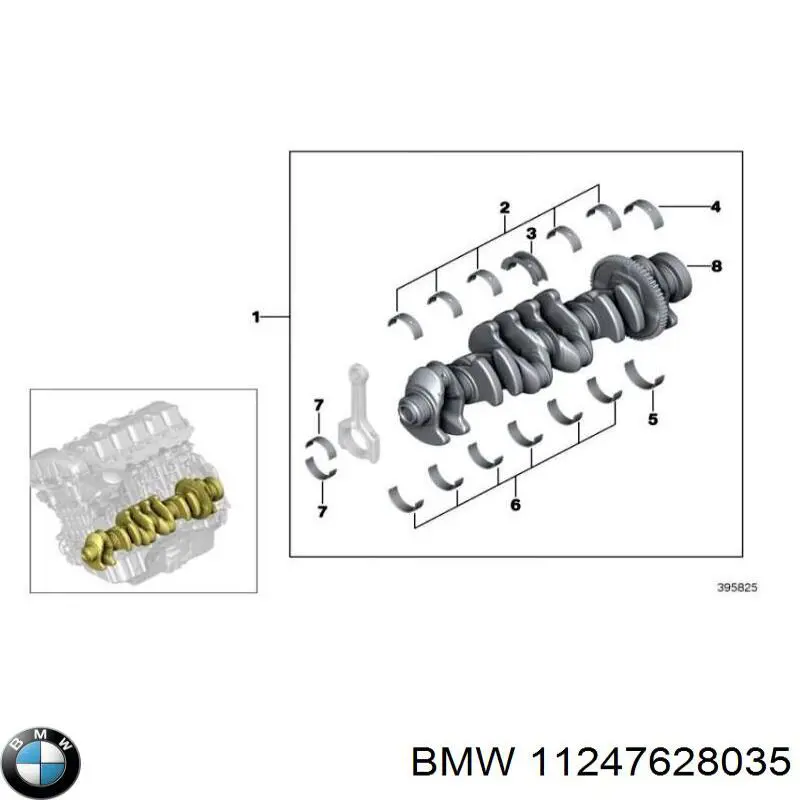 11247628035 BMW juego de cojinetes de cigüeñal, cota de reparación +0,25 mm