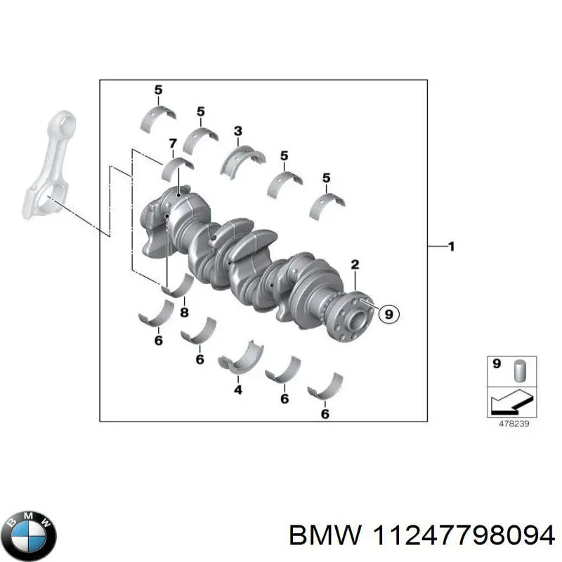 11247798094 BMW juego de cojinetes de biela, cota de reparación +0,25 mm