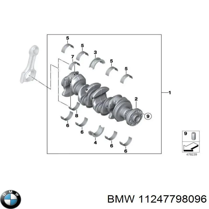 11247798096 BMW juego de cojinetes de biela, cota de reparación +0,25 mm