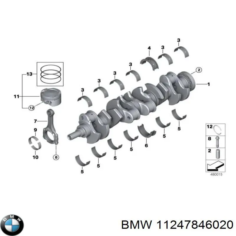 11247846020 BMW juego de cojinetes de biela, cota de reparación +0,25 mm