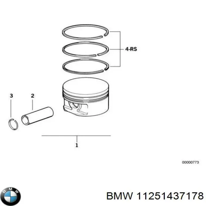 11251437178 BMW pistón completo para 1 cilindro, cota de reparación + 0,25 mm