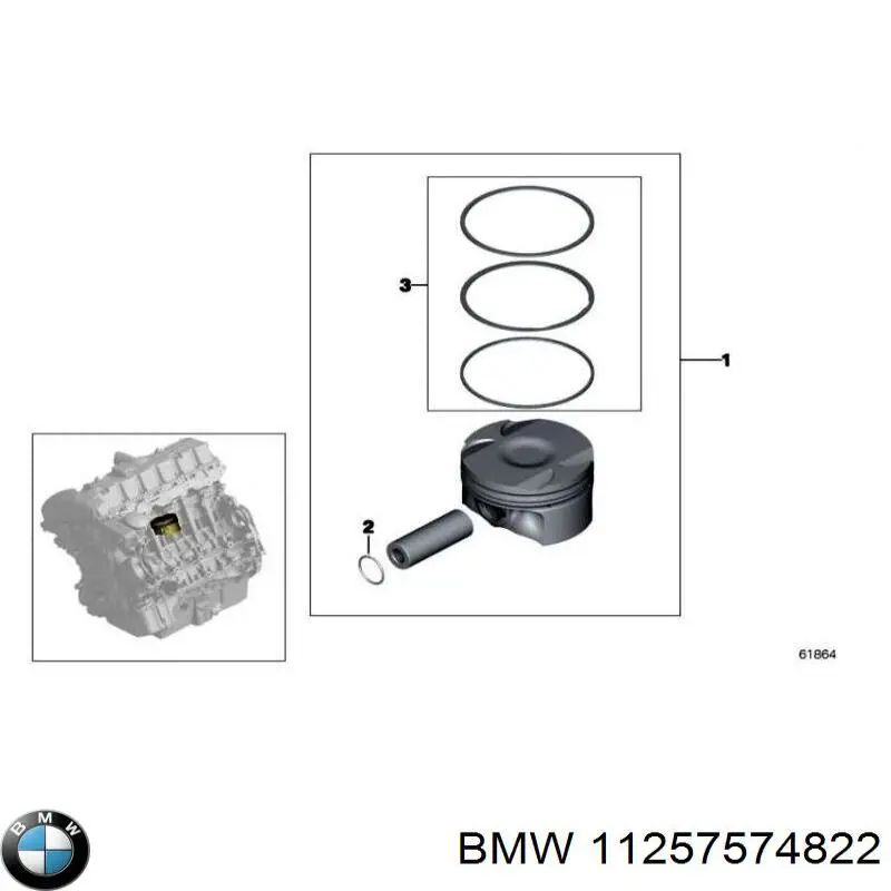 11257574822 BMW juego de aros de pistón para 1 cilindro, std