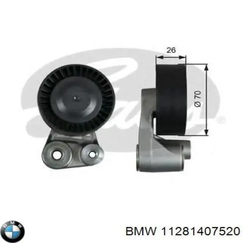 11281407520 BMW tensor de correa, correa poli v