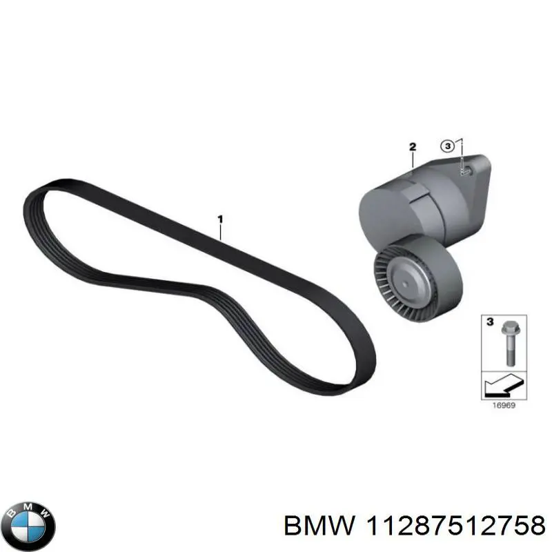 11287512758 BMW tensor de correa, correa poli v