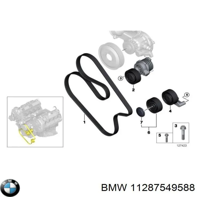 11287549588 BMW tensor de correa, correa poli v