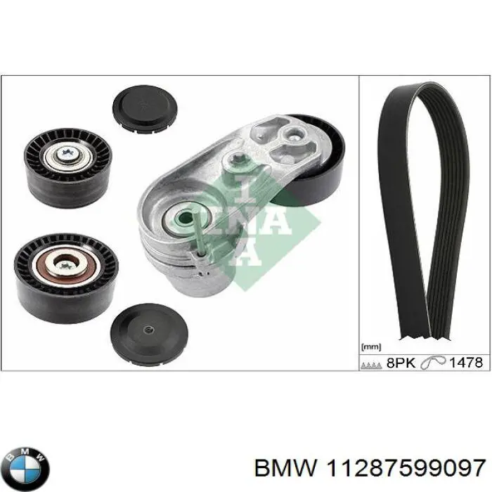 11287599097 BMW tensor de correa, correa poli v