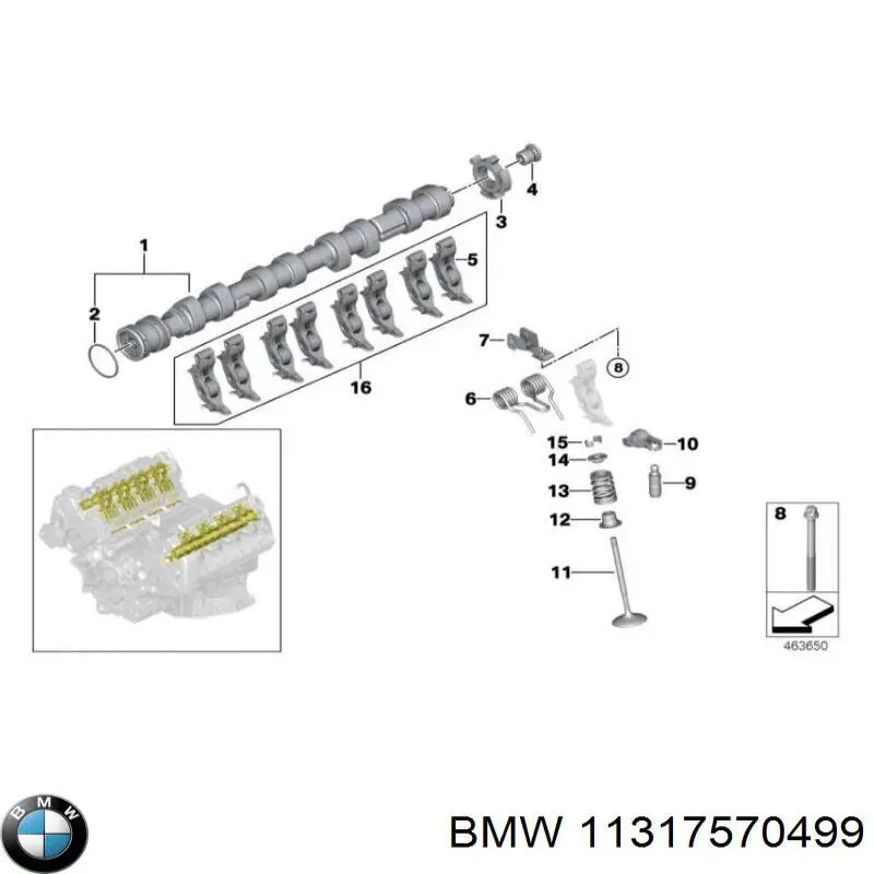 11317570499 BMW árbol de levas escape