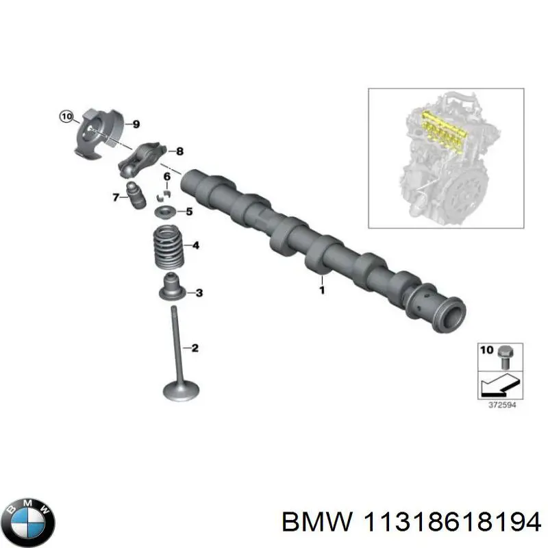 11318618194 BMW árbol de levas admisión