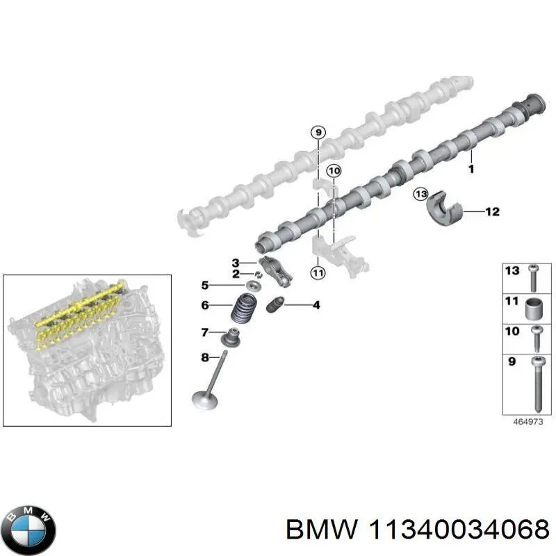 11340034068 BMW juego de anillos de junta, vástago de válvula de admisión