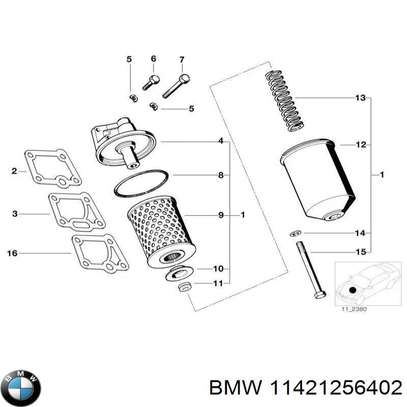 11421256402 BMW filtro de aceite